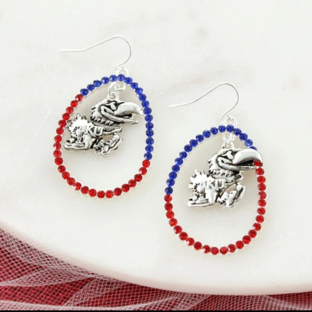 Kansas Collegiate Crystal Loop Earrings